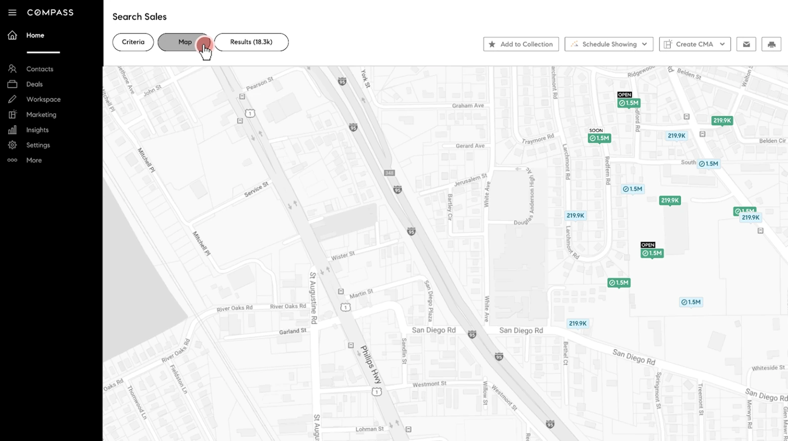 A low fidelity wireframe: the map alone